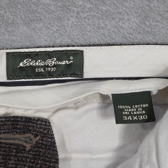 Eddie Bauer Mens Brown Corduroy Pants 34x30 Straight Cotton Vintage 90s Eclectic - Picture 6 of 8